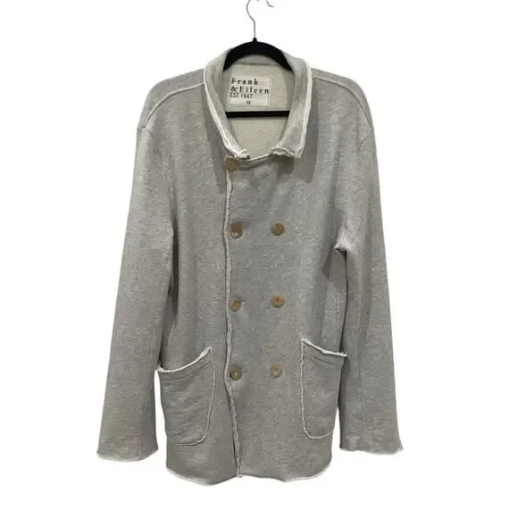 Frank & Eileen Belfast Triple Fleece Peacoat Jacket In Gray Melange Size Medium - Picture 2 of 14